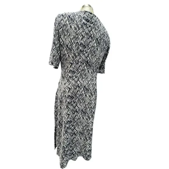 Lauren Ralph Lauren Dress Women's 10 Black Cream V Neck Cinched Waist Old Money - Picture 6 of 13